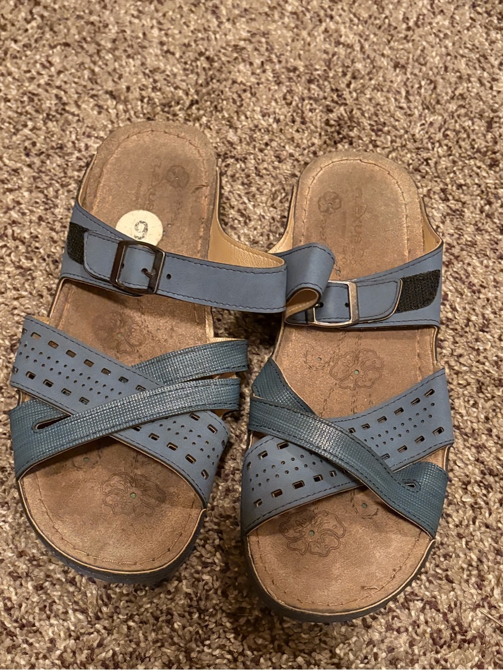 Blue Crisscross Slide Sandals size 9